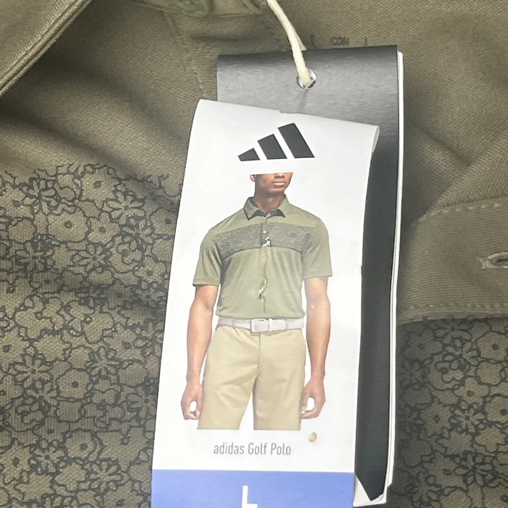 Men's Adidas Green & Black Golf Polo Shirt L NWT